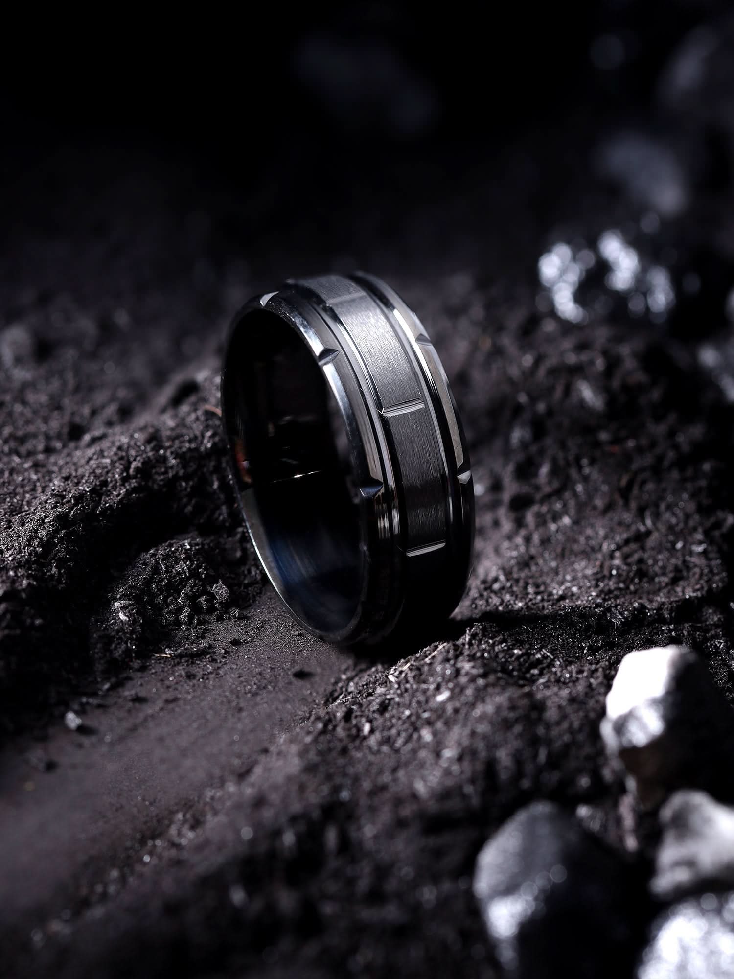 Tungsten Pattern Ring (Black)