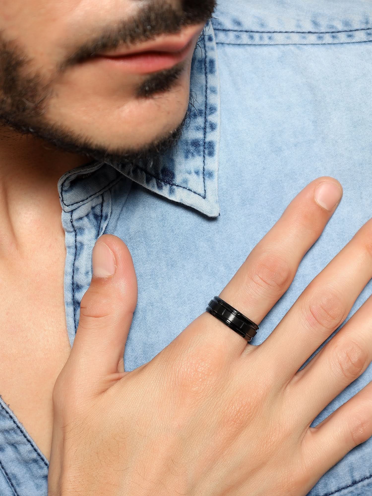 Tungsten Pattern Ring (Black)