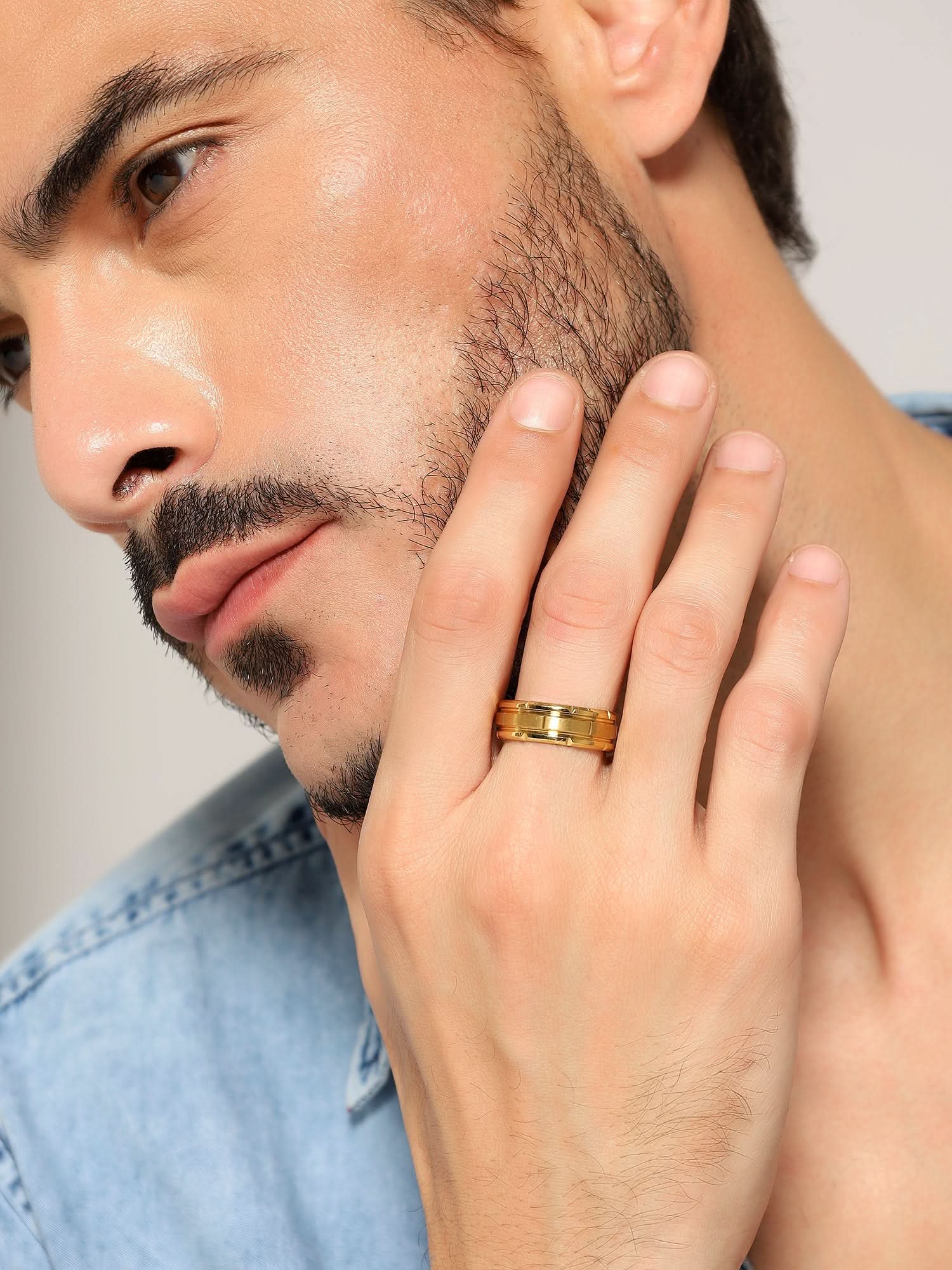 Tungsten Pattern Ring (Gold)