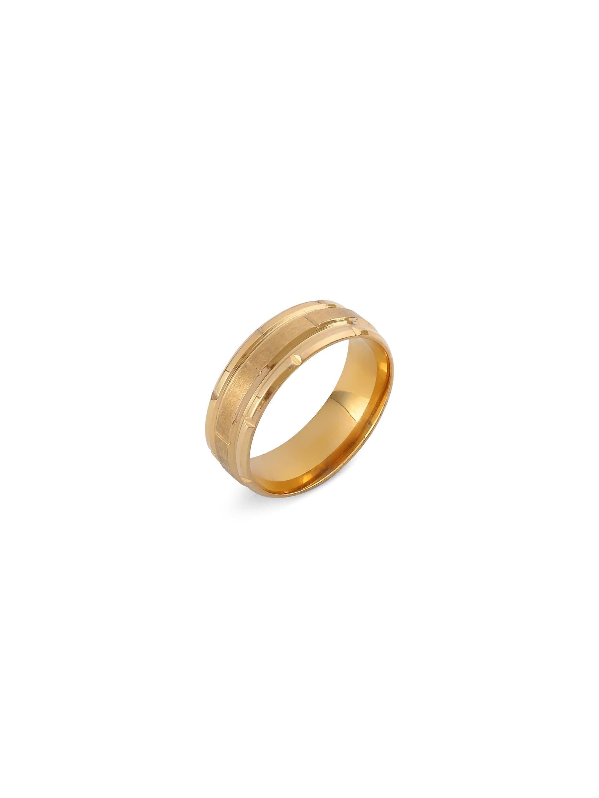 Tungsten Pattern Ring in gold on white background — men's gold ring