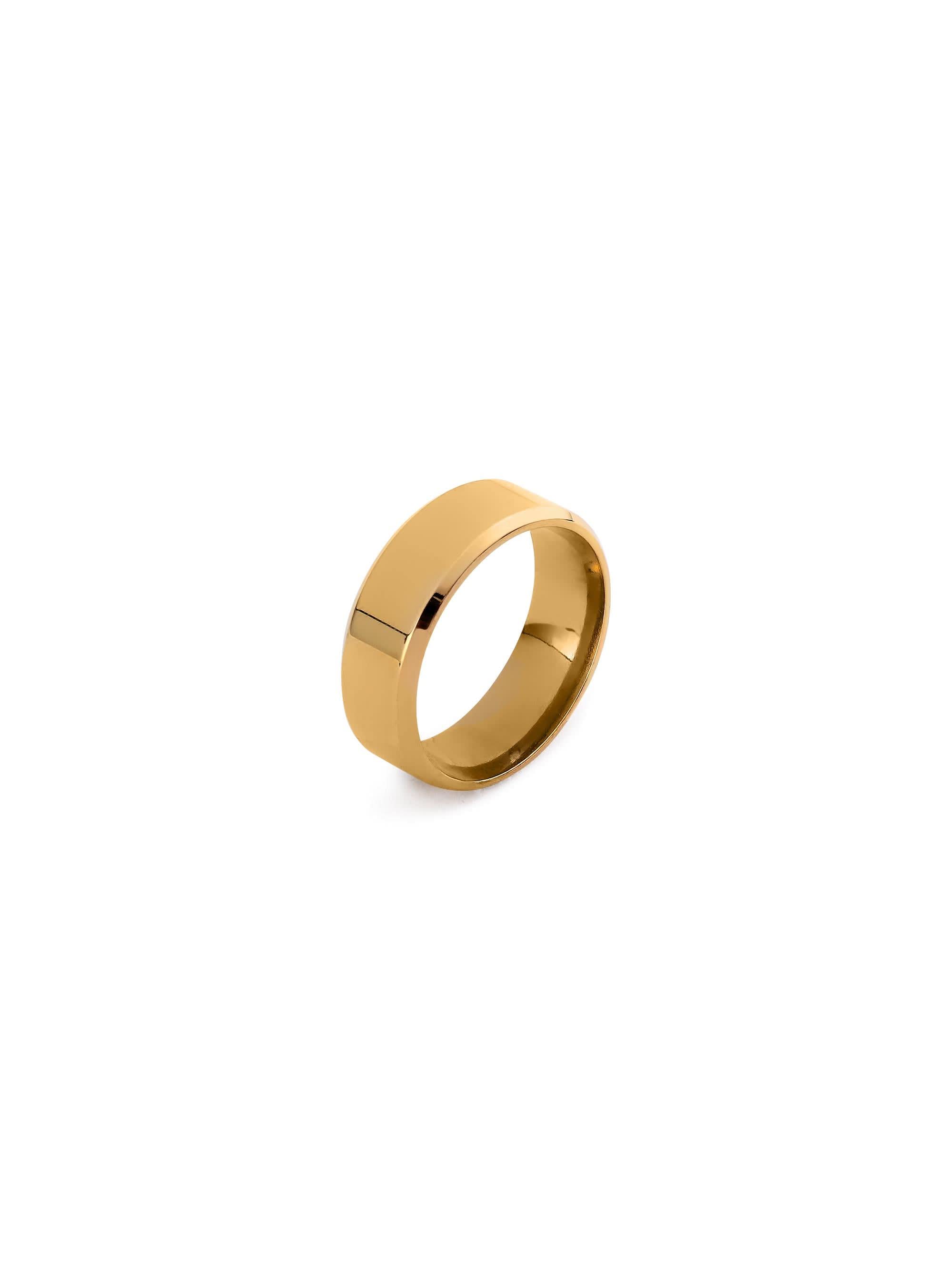 Rectangle Signet Ring in gold on white background — men's gold ring