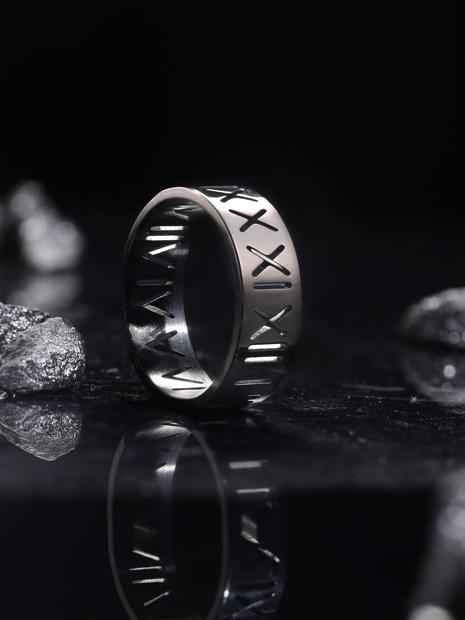 Roman Numerals Ring (Black)