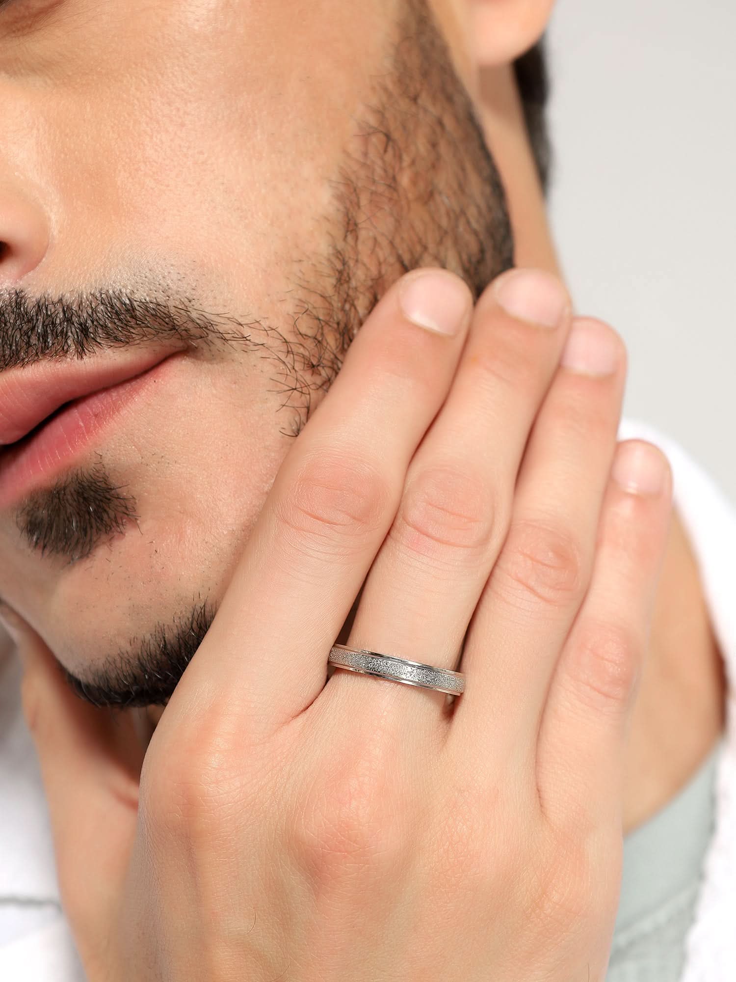 Glitty Trose Embossed Ring (Silver)