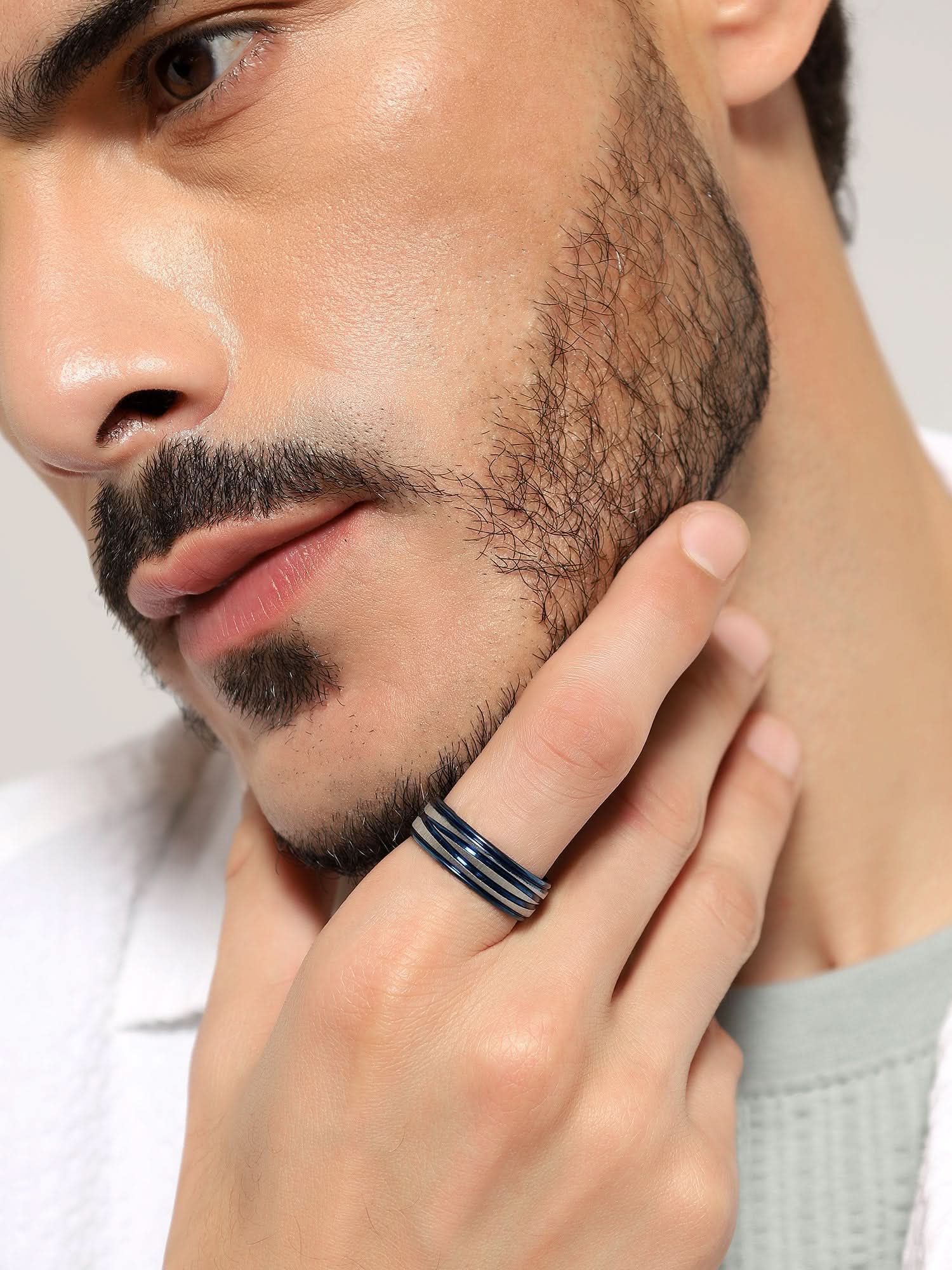 Crossover Line Ring (Blue)