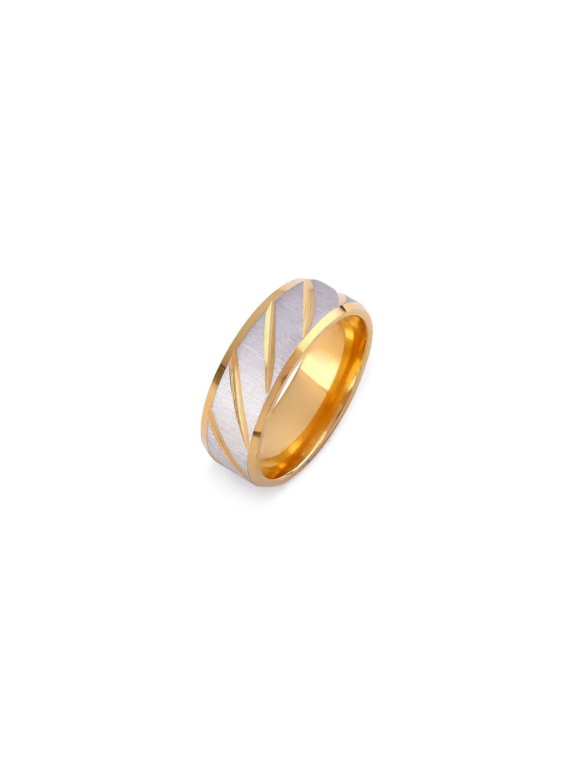 Frosted Wave Carved Knuckle Ring in gold on white background — men's gold ring