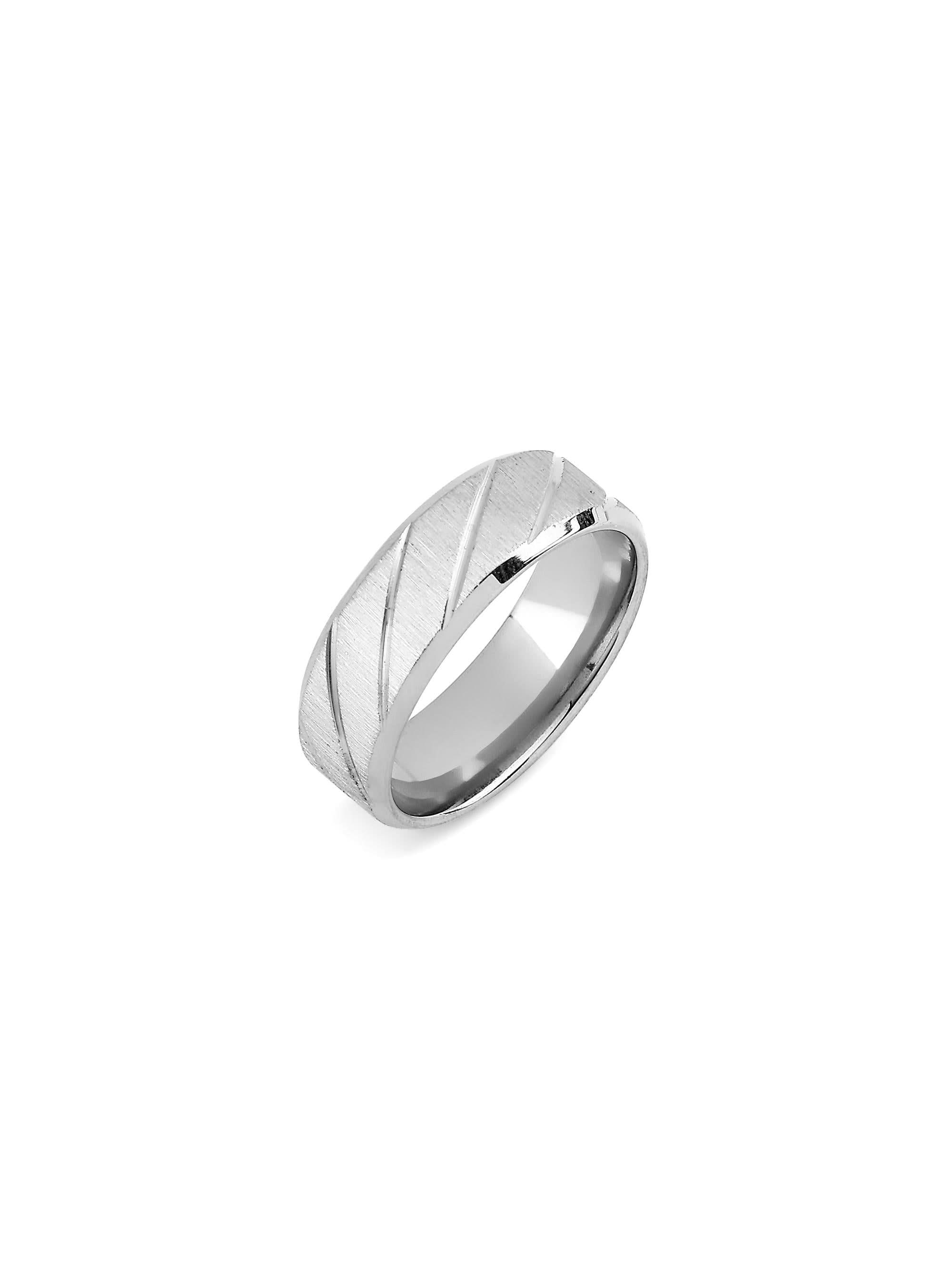 Frosted Wave Carved Knuckle Ring in silver on white background — men's silver ring