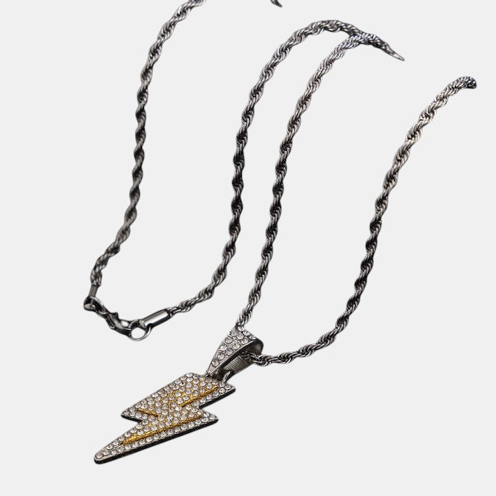 Rhinestone Lightning Pendant
