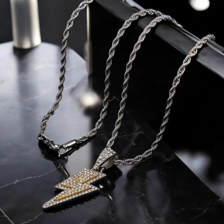 Rhinestone Lightning Pendant