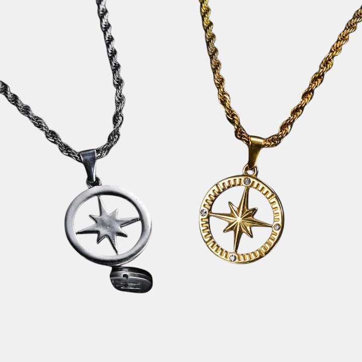 North Star Compass Stainless Steel Pendant
