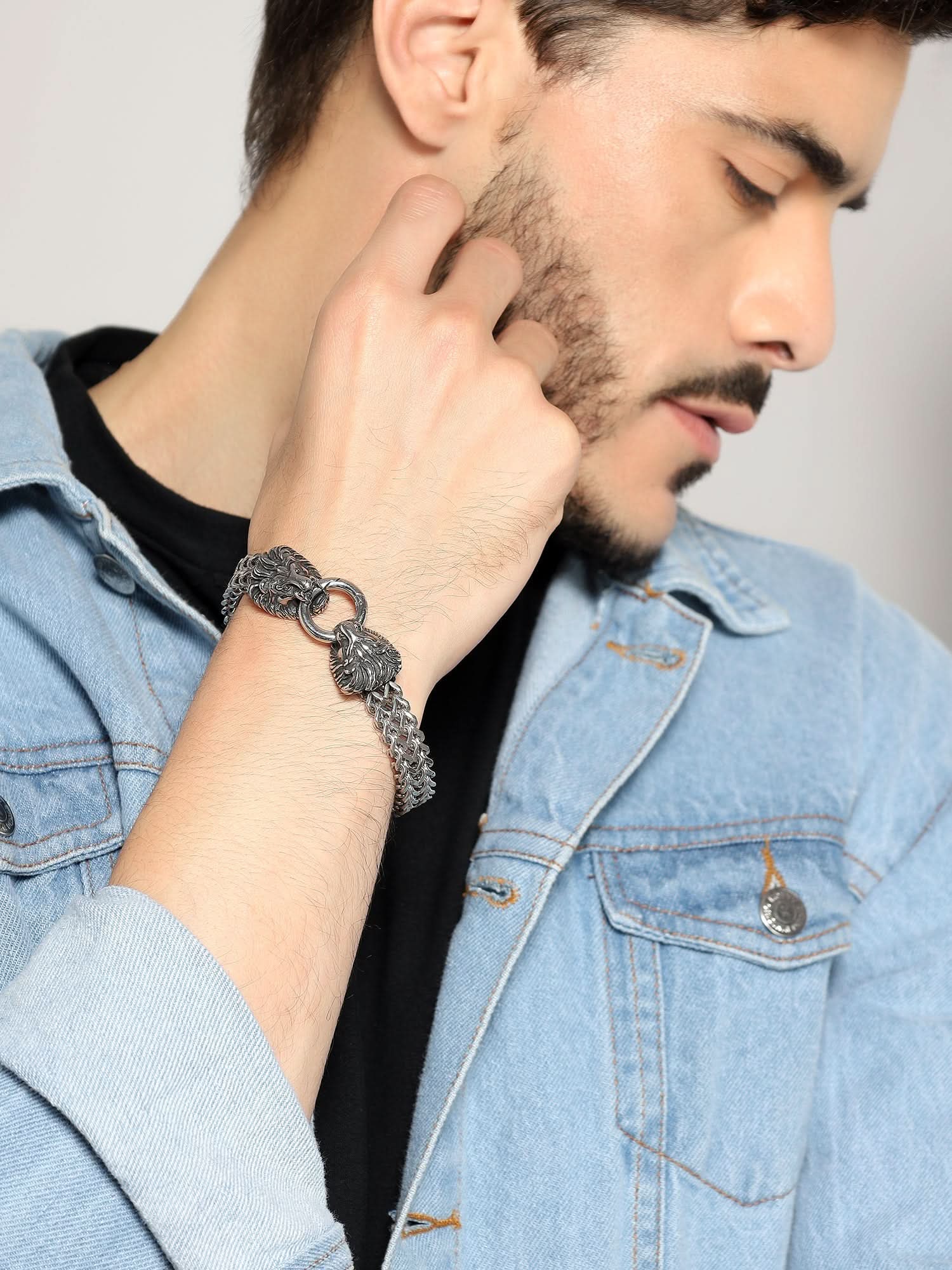 Lion Head Bracelet (Silver)