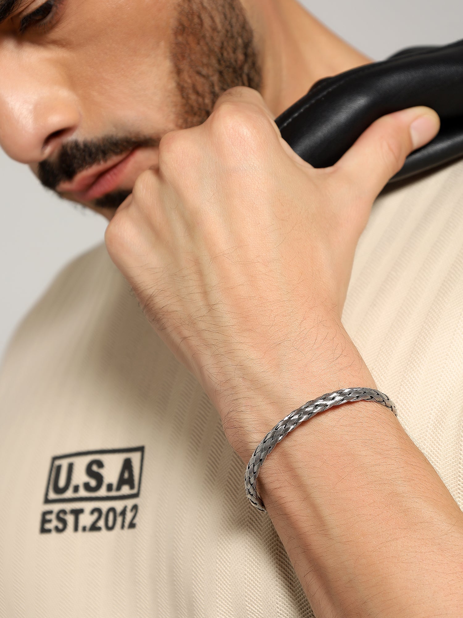 Crown Charm Roman Numerals Bracelet (Silver)