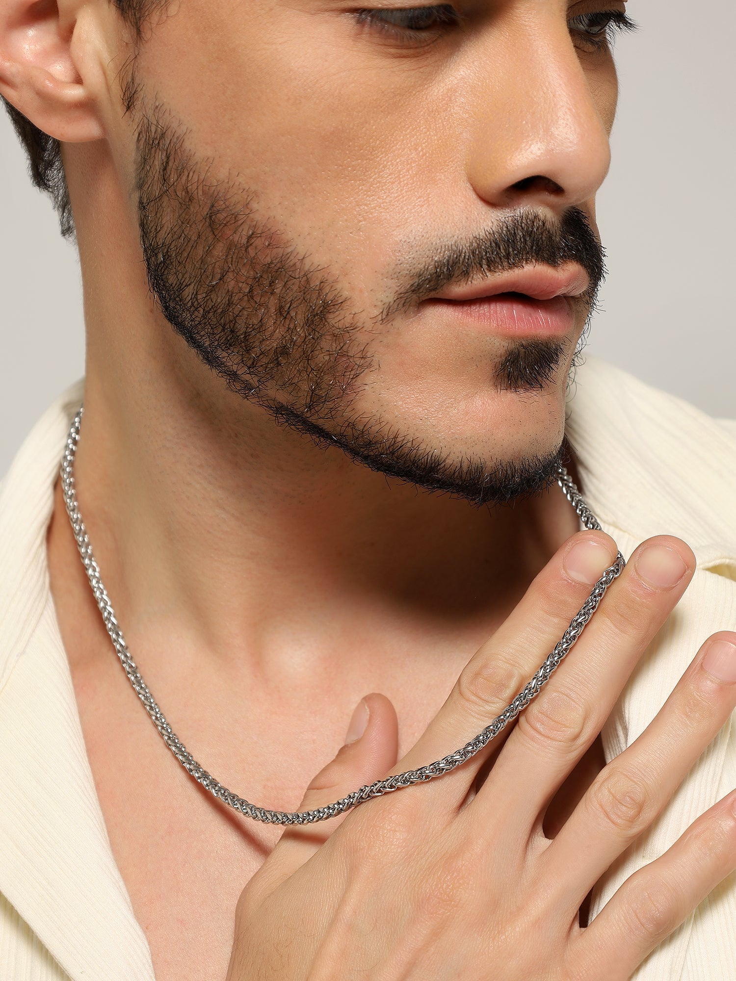 Chunky Flower Wheat Chain (Silver)