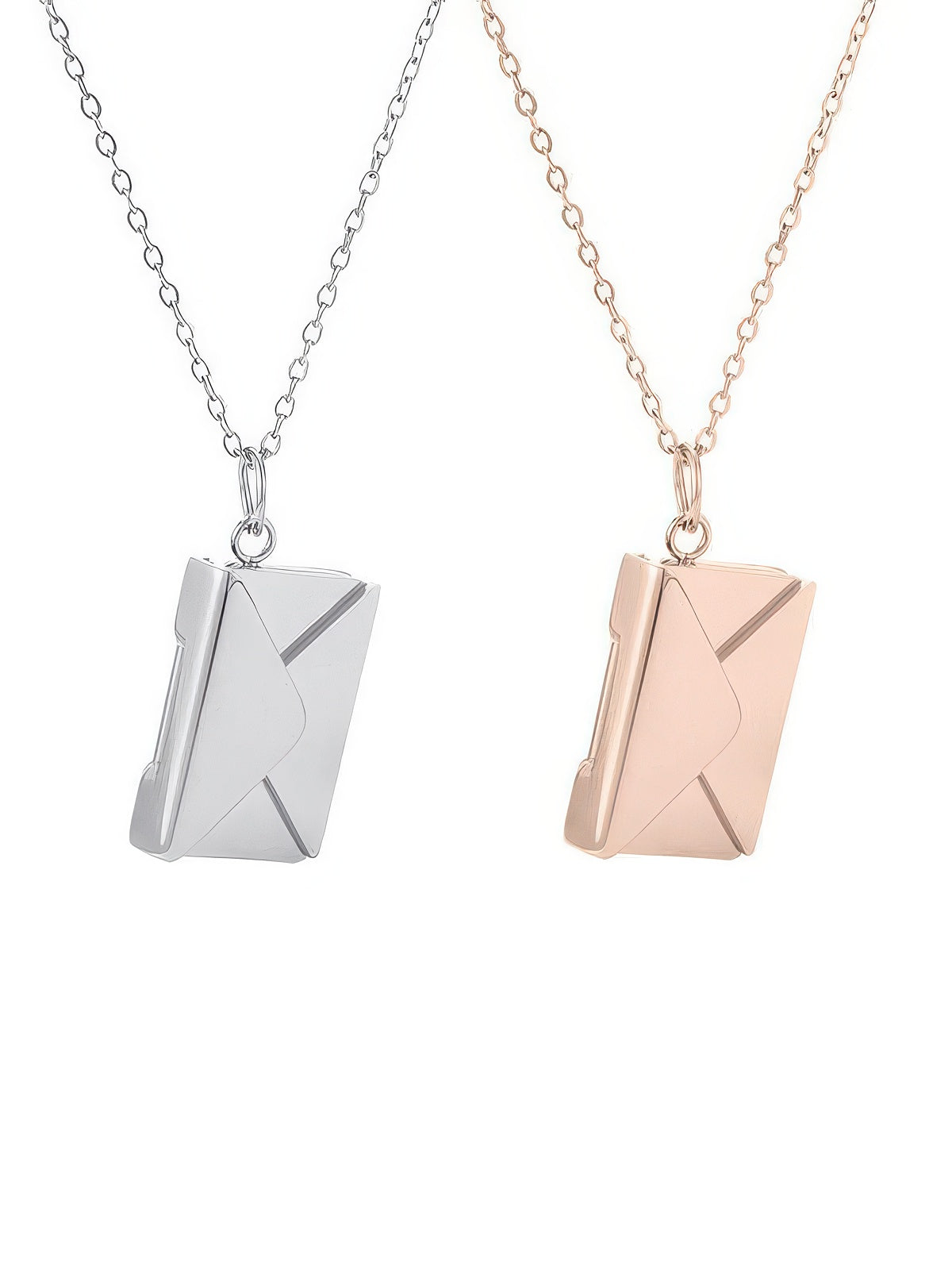 Envelope Locket Couple Pendant Set (Silver & Rose-Gold)