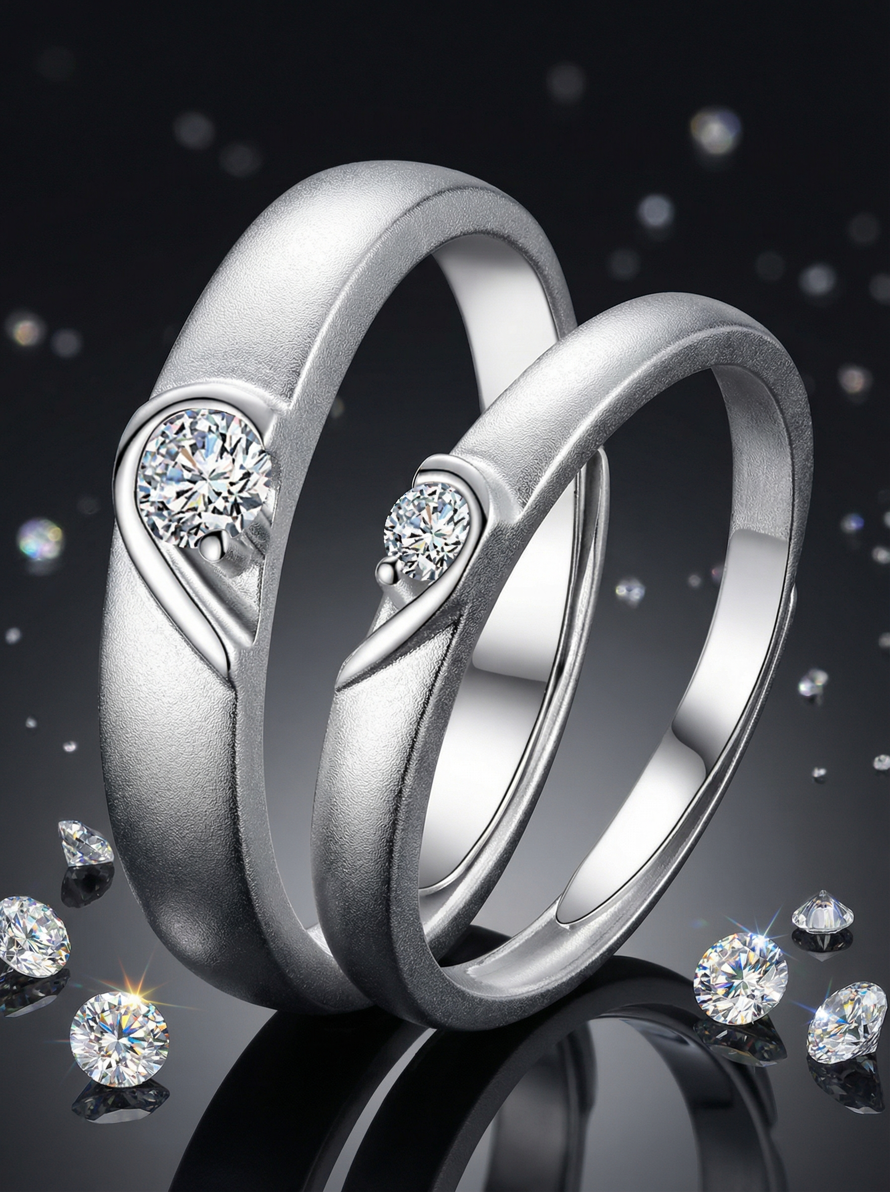 Heart-shaped Couple Ring Set