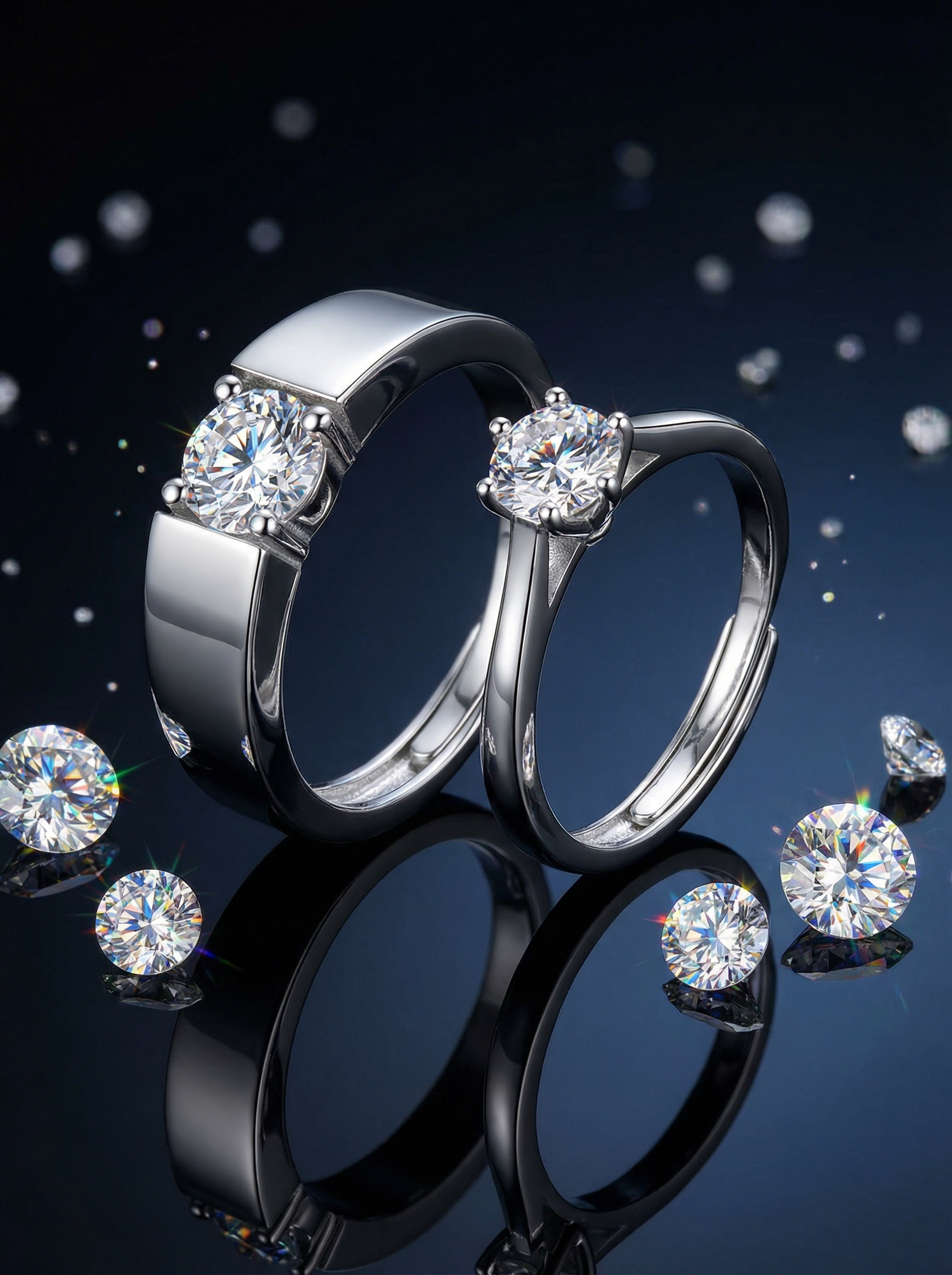 Moon Star Heart Shape Rings Set