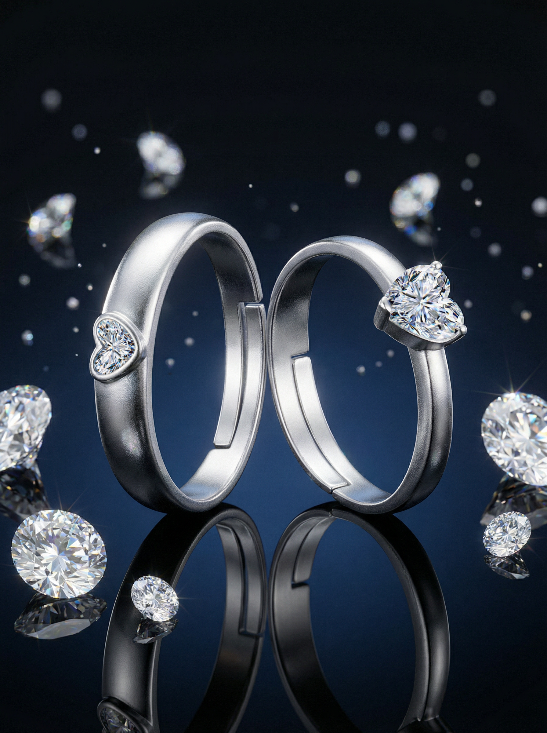 Heart Couple Ring Set