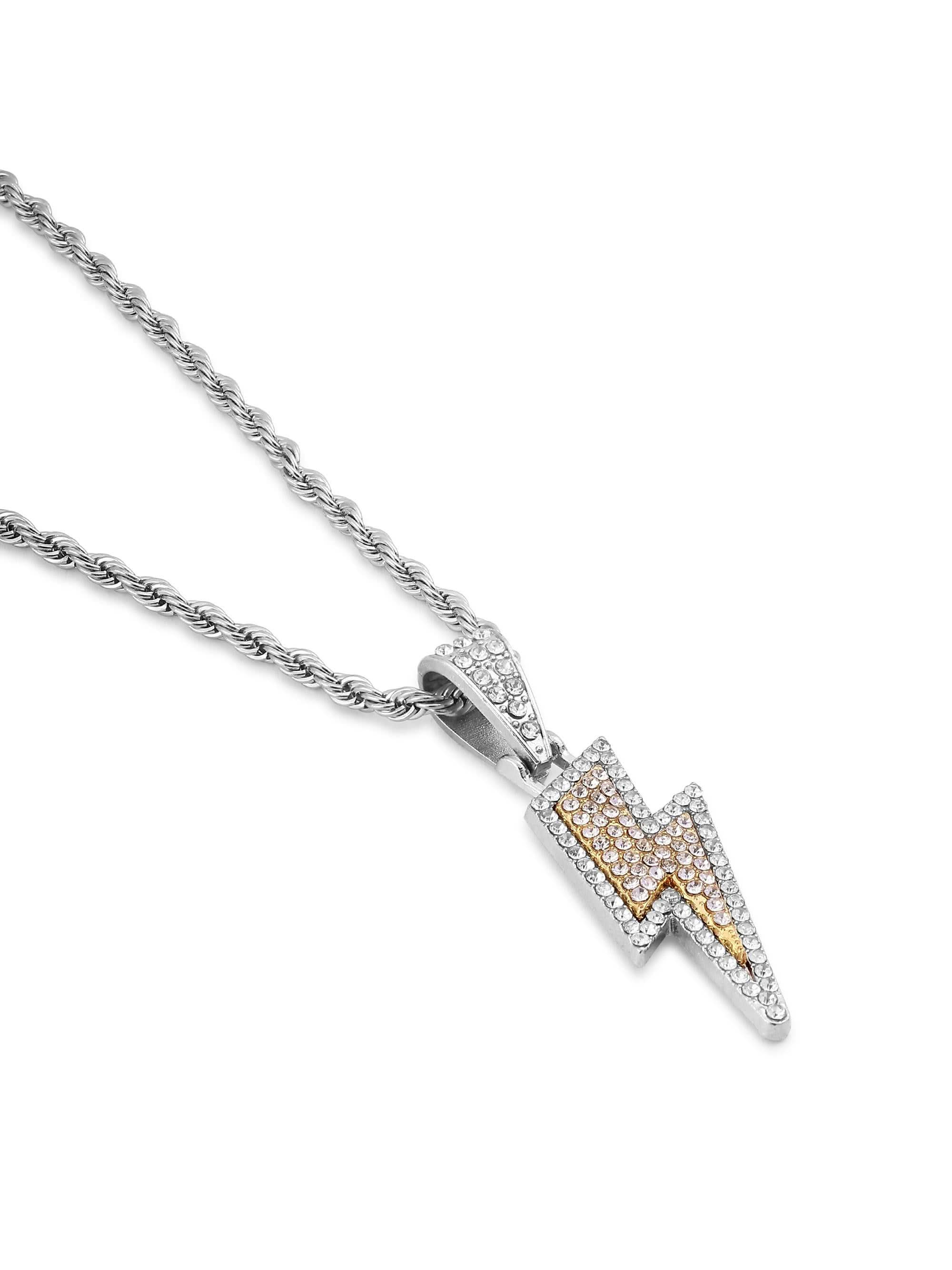Rhinestone Lightning Iced Out Pendant