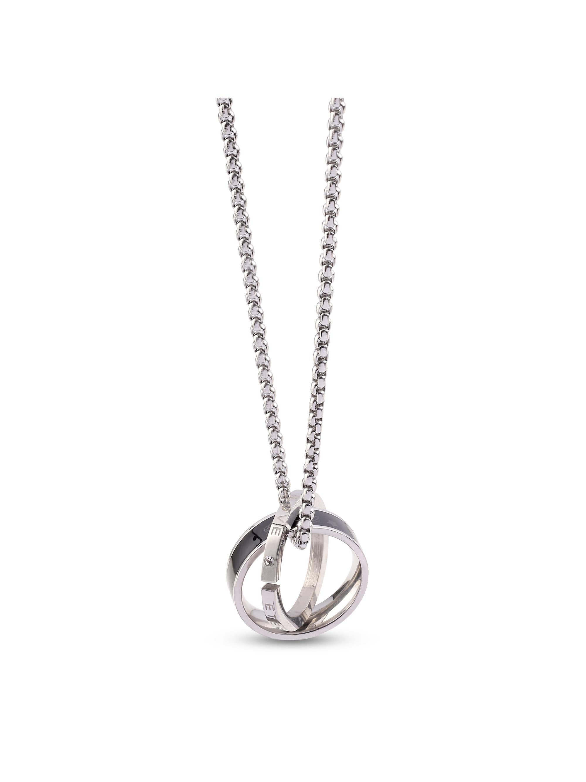 Diamond Inlaid Lettering Couple Chain Pendant