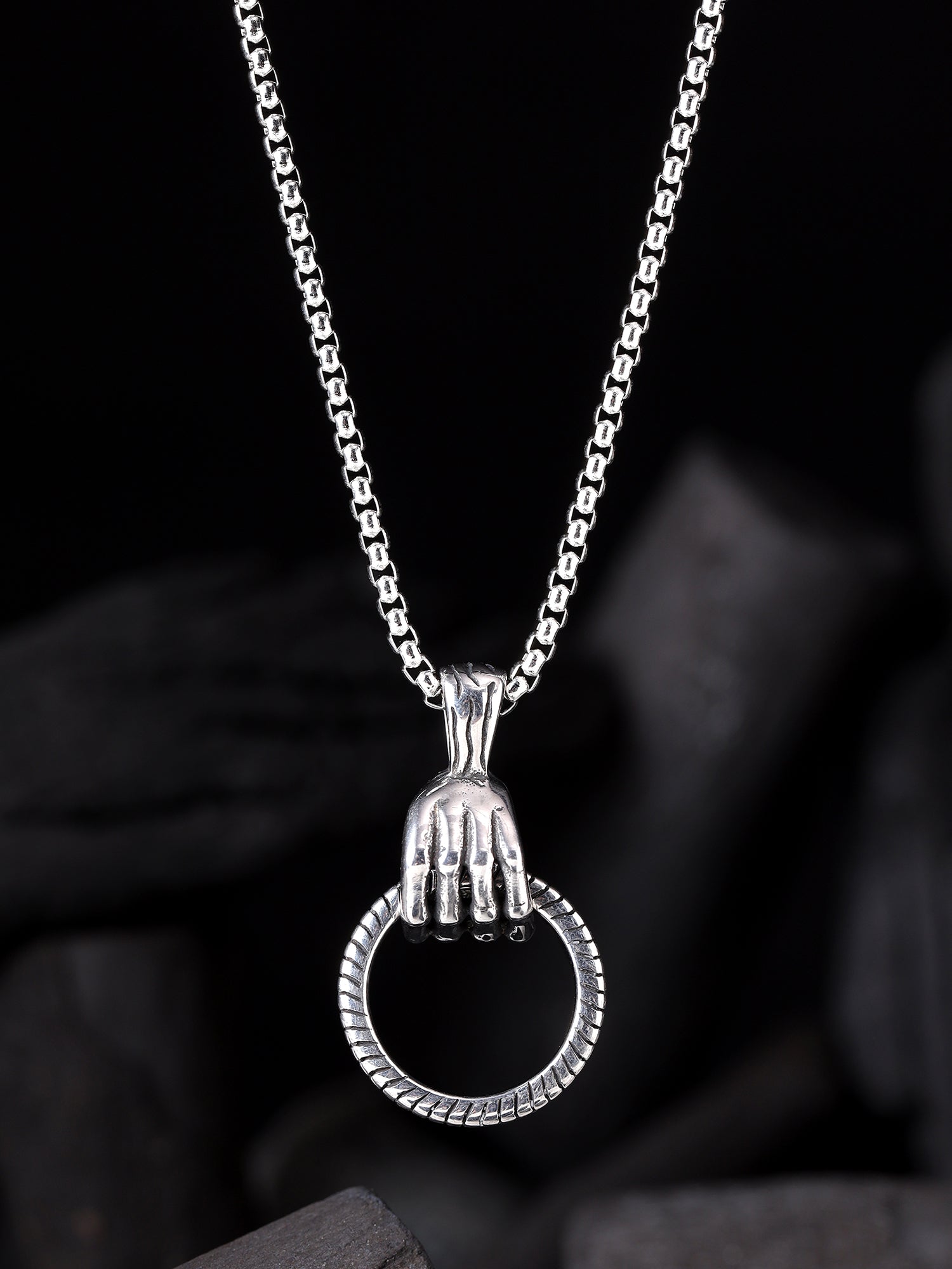 Hand Ring Pendant (Silver)