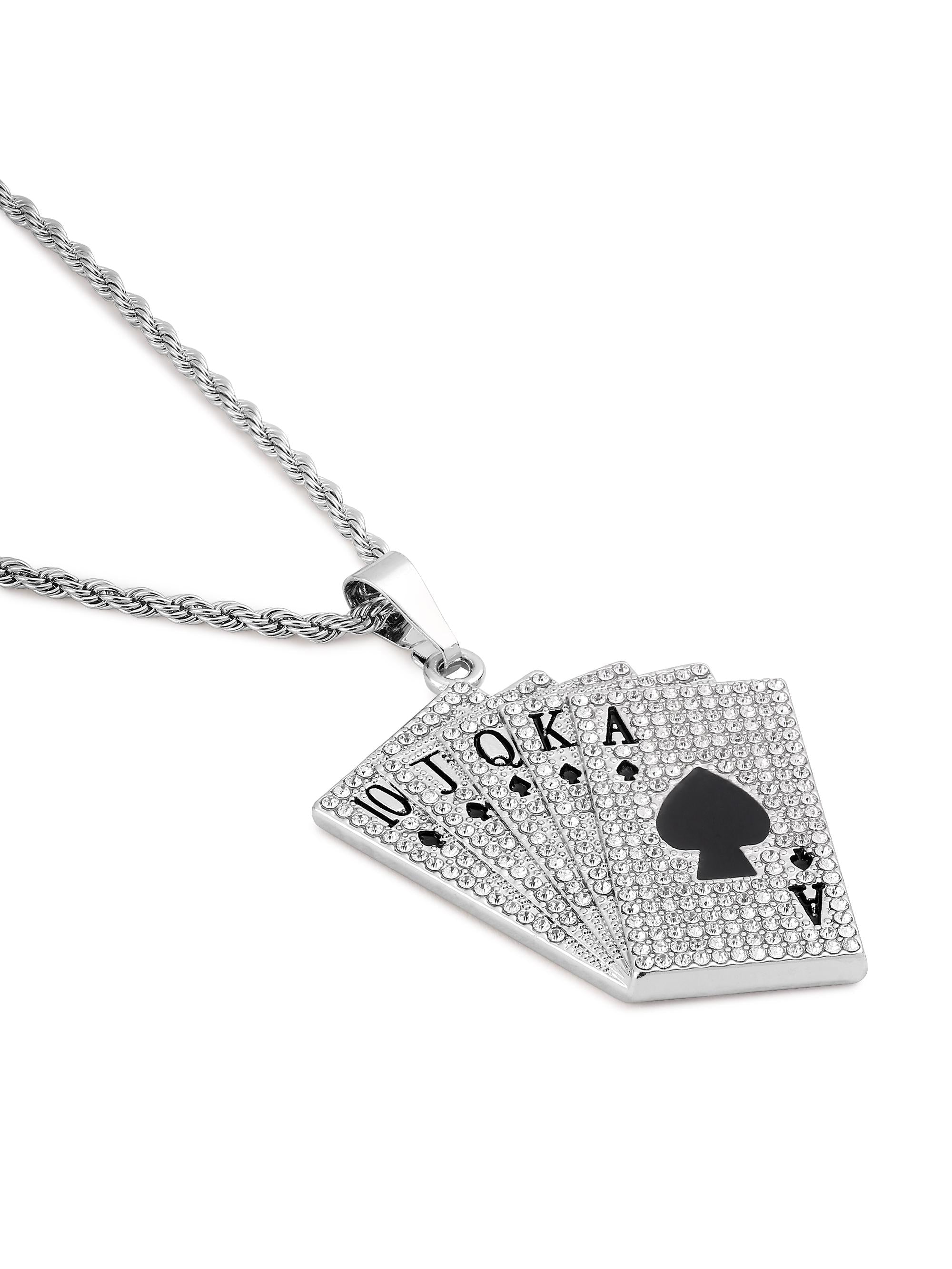 Playing Cards Hip Hop Poker Pendant (Silver)