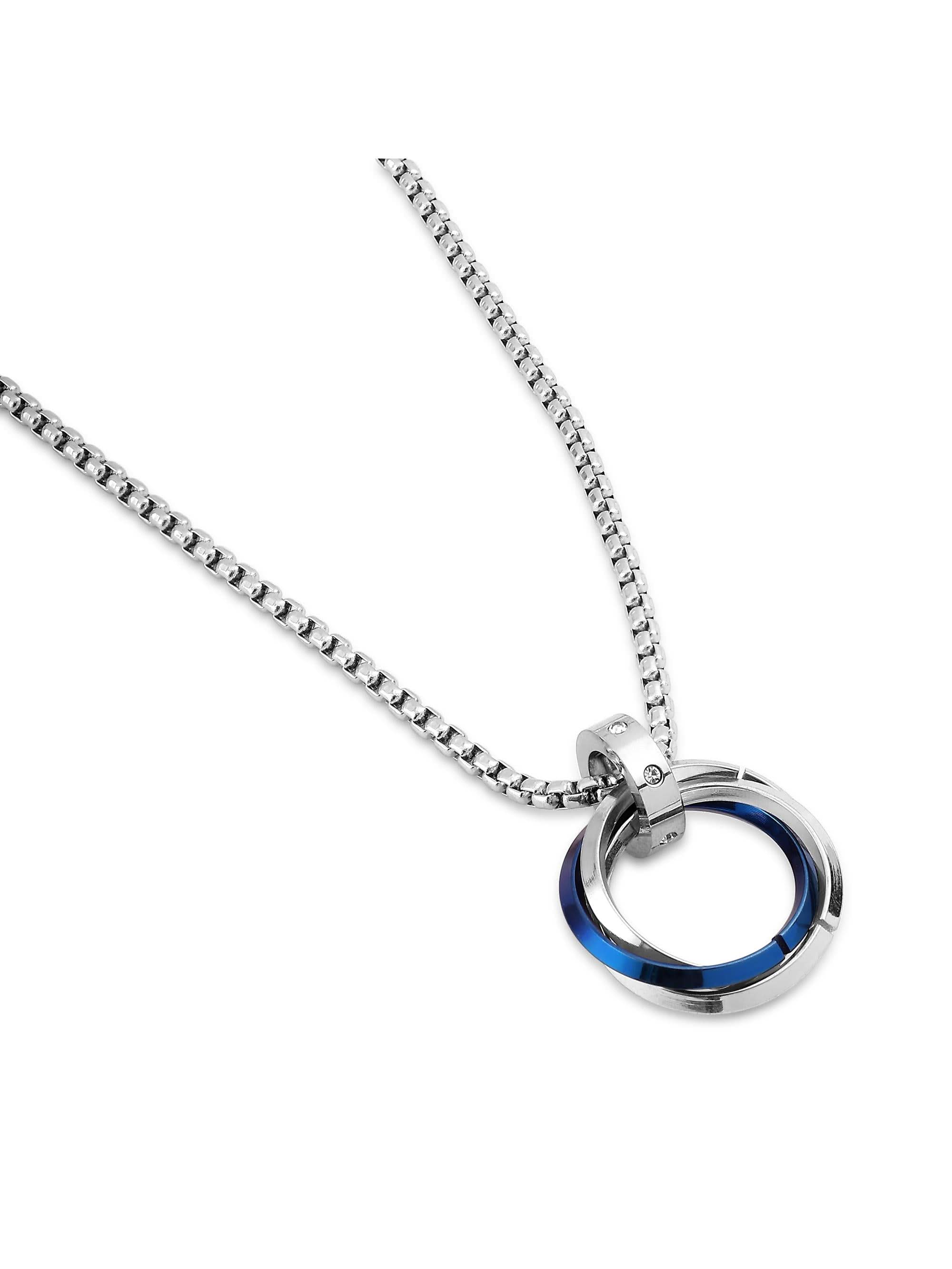 Three Rings Round Circle Pendant (Blue)