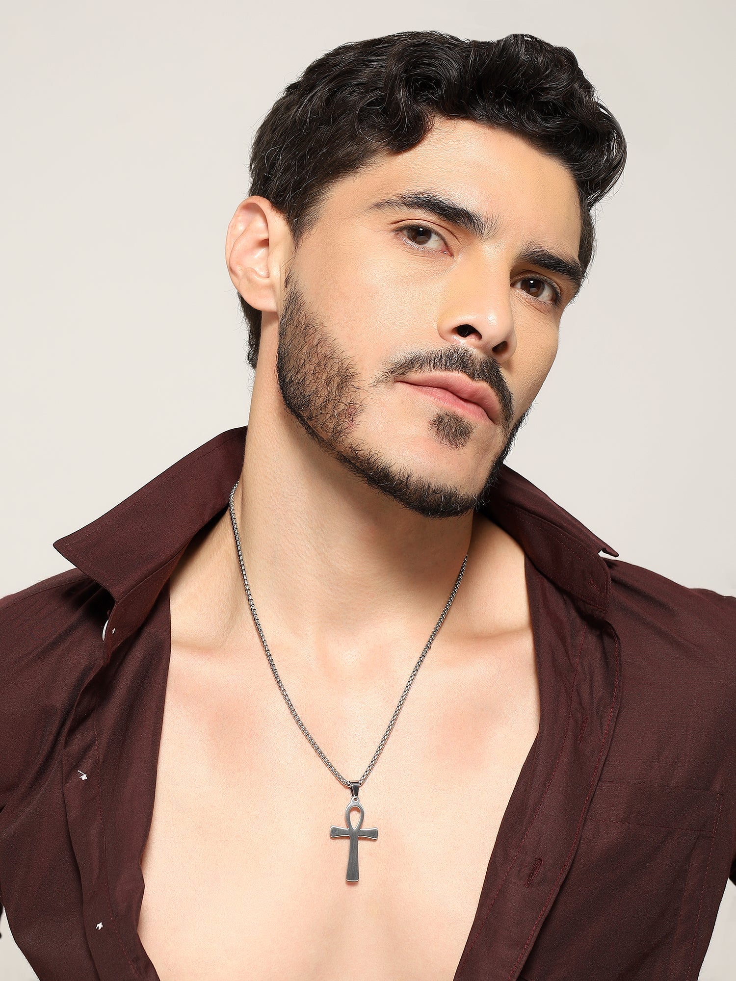 Egyptian Eye Crucifix Cross Pendant (Silver)