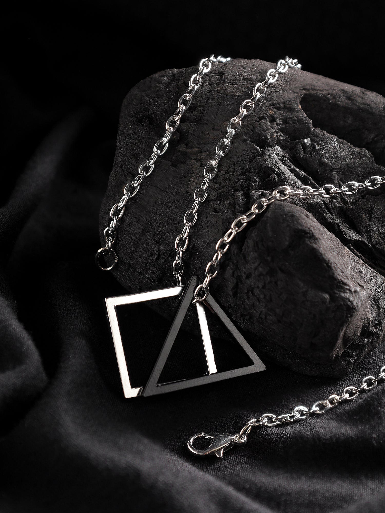 Square Triangle Designer Pendant (Black Silver)