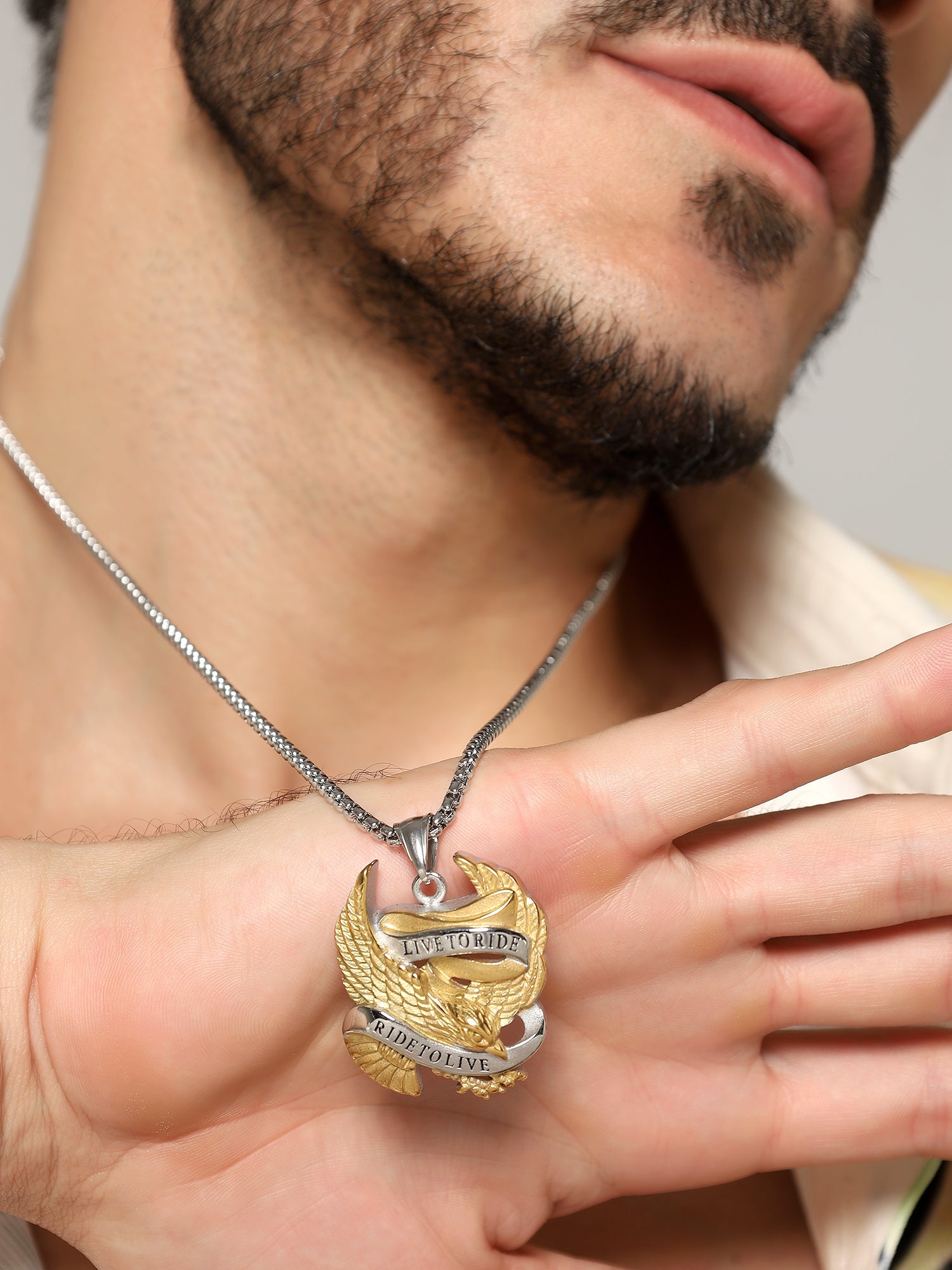 Biker Spirit Rider Pendant (Silver Gold)