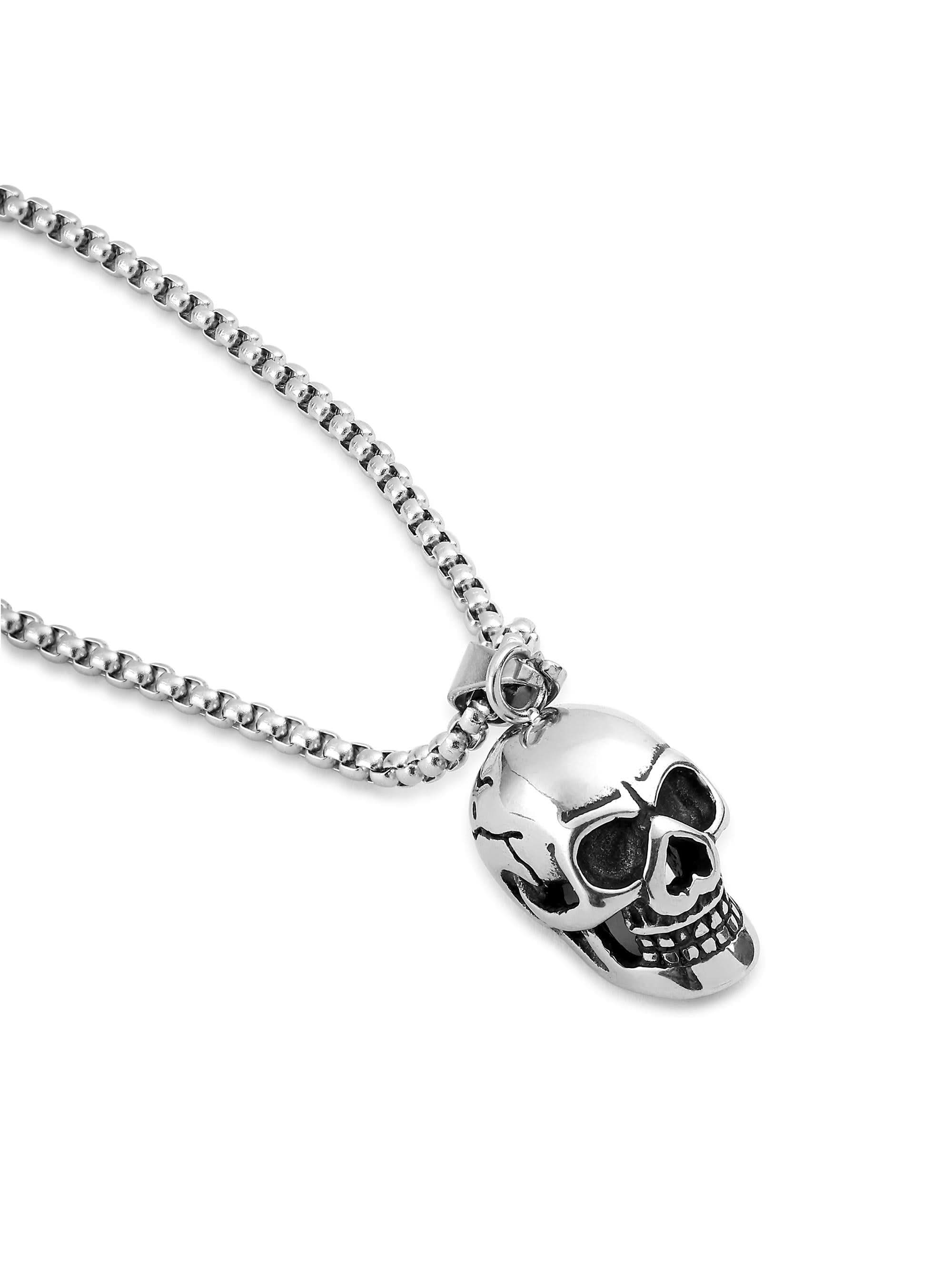 Midnight Skull Pendant in silver on white background — men's silver pendant