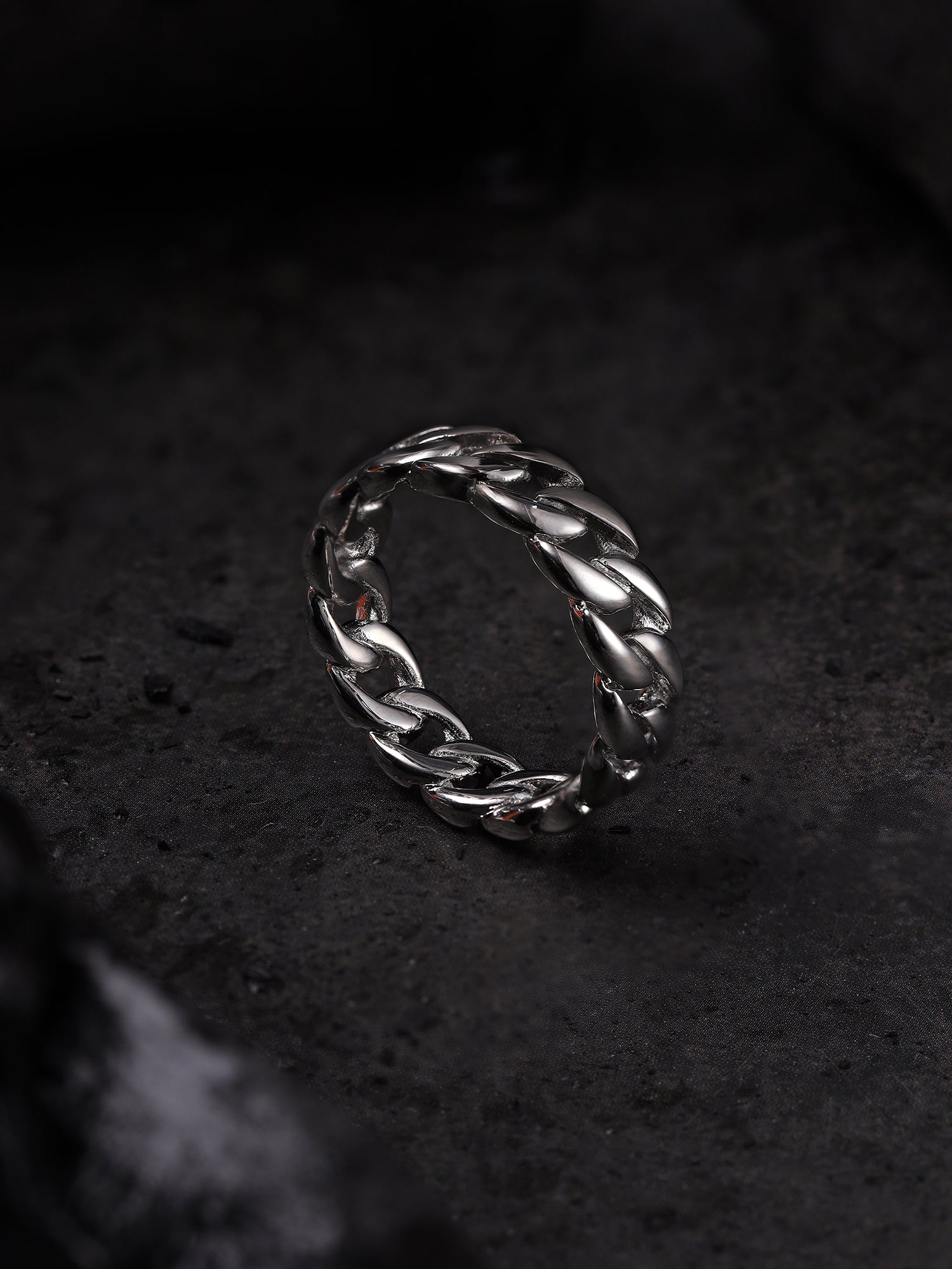 Cuban Link Finger Ring (Silver)