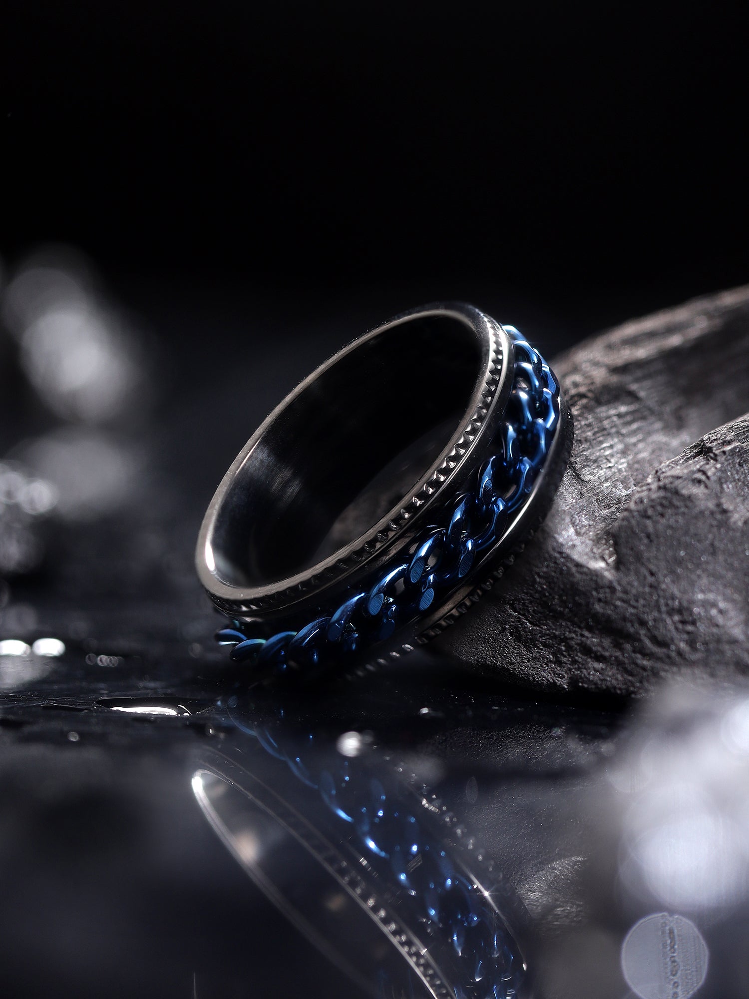 Open Bottle Spinner Ring (Blue Black)