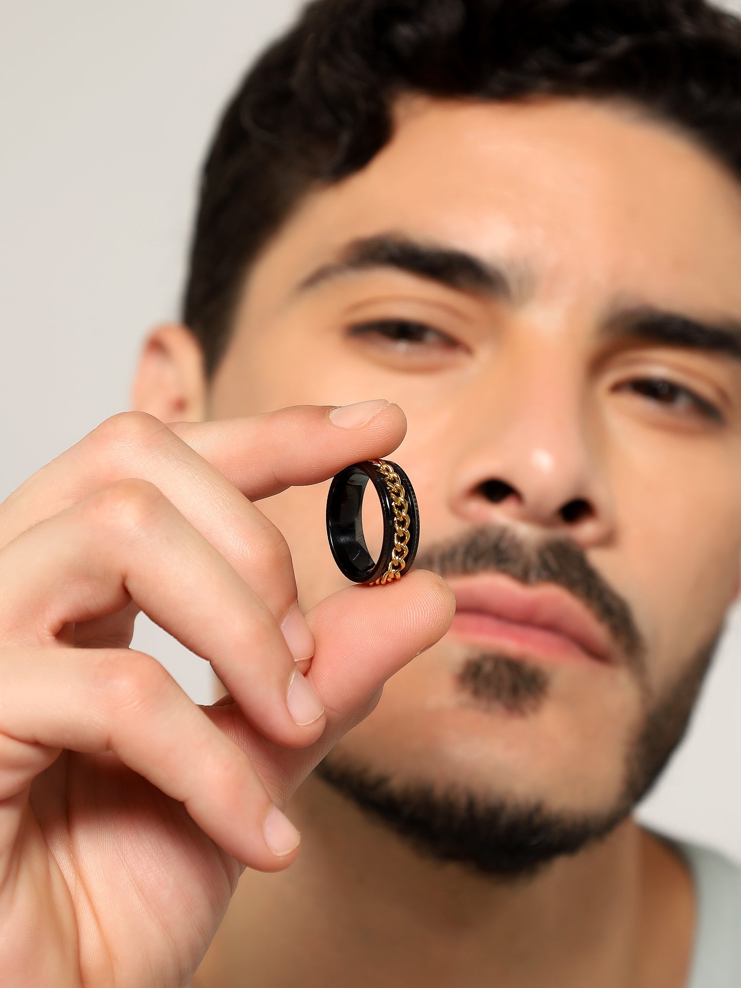 Open Bottle Spinner Ring (Gold Black)