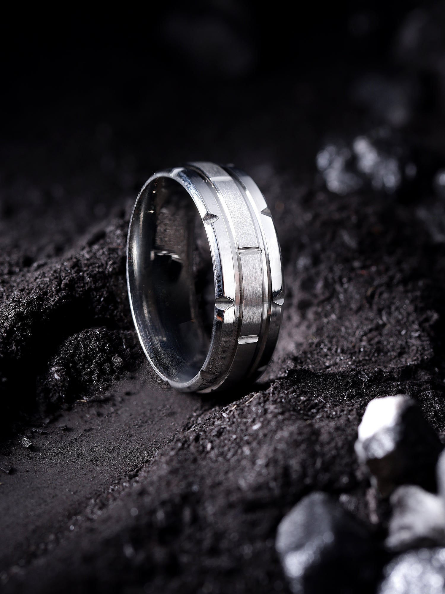 Tungsten Pattern Ring (Silver)