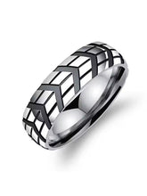 Black Men Ring With Tyre Pattern