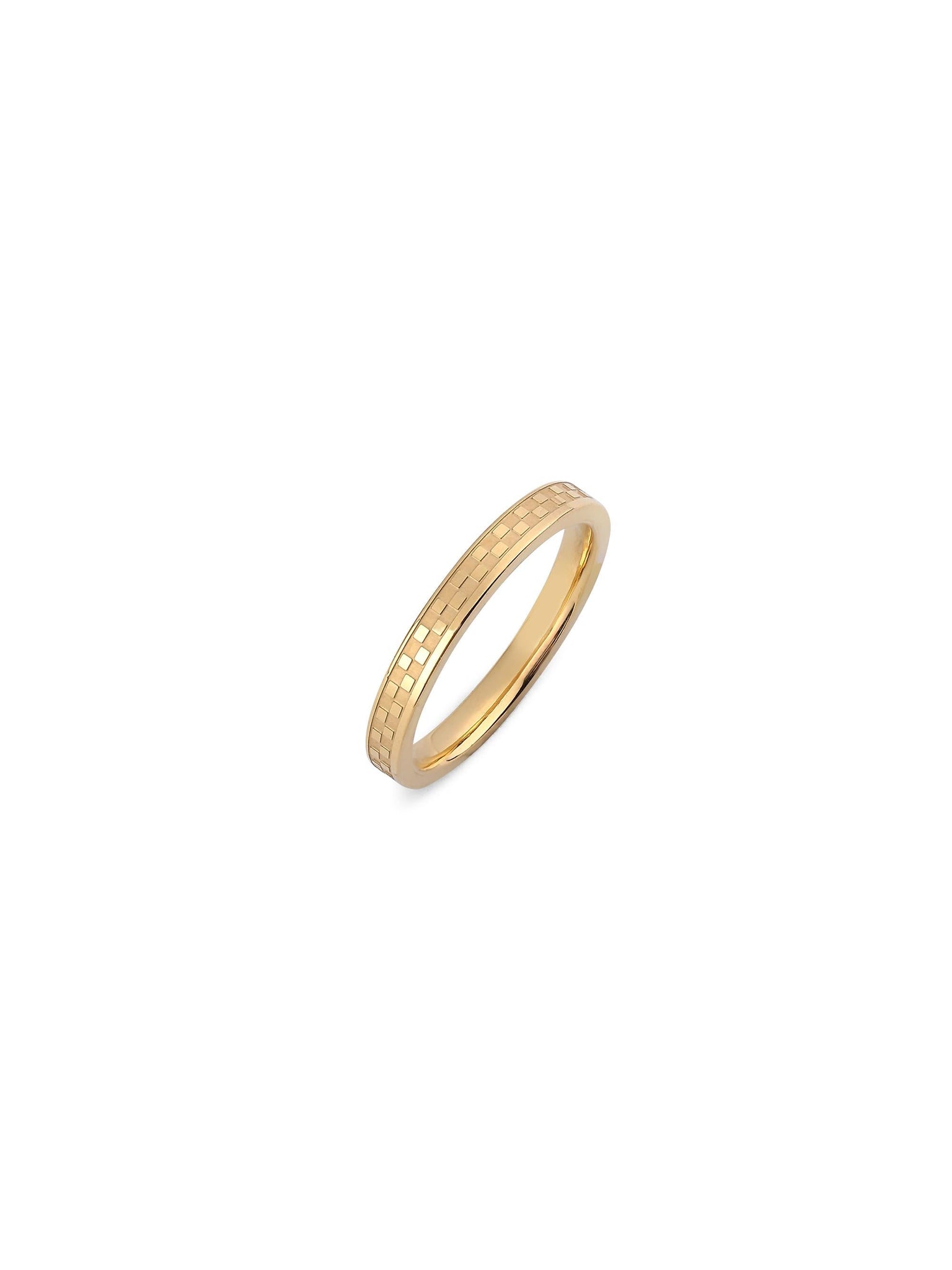 Square Plaid Grid Wedding Charm Ring