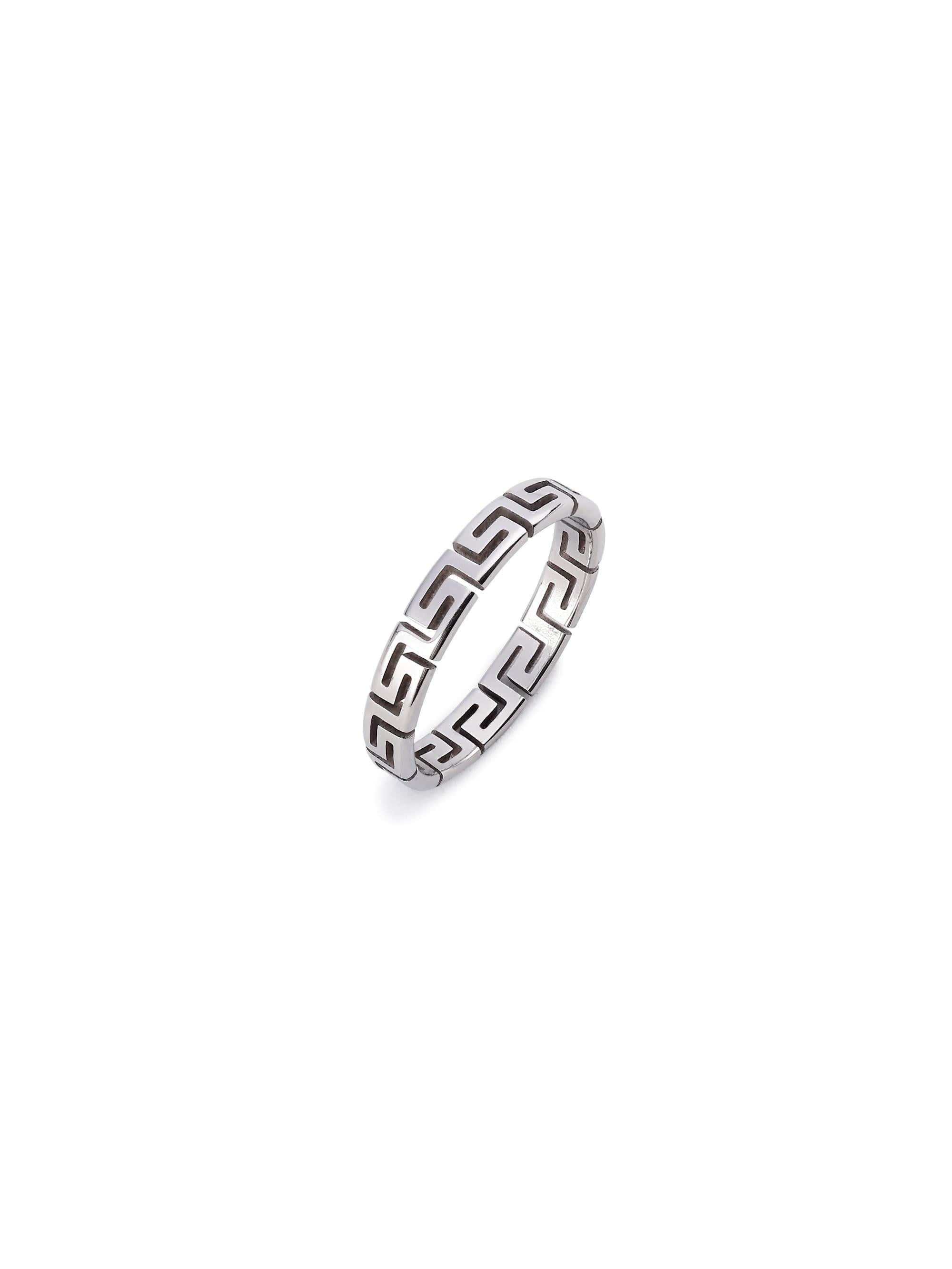 Cutting Designer Ring in silver on white background — men's silver ring