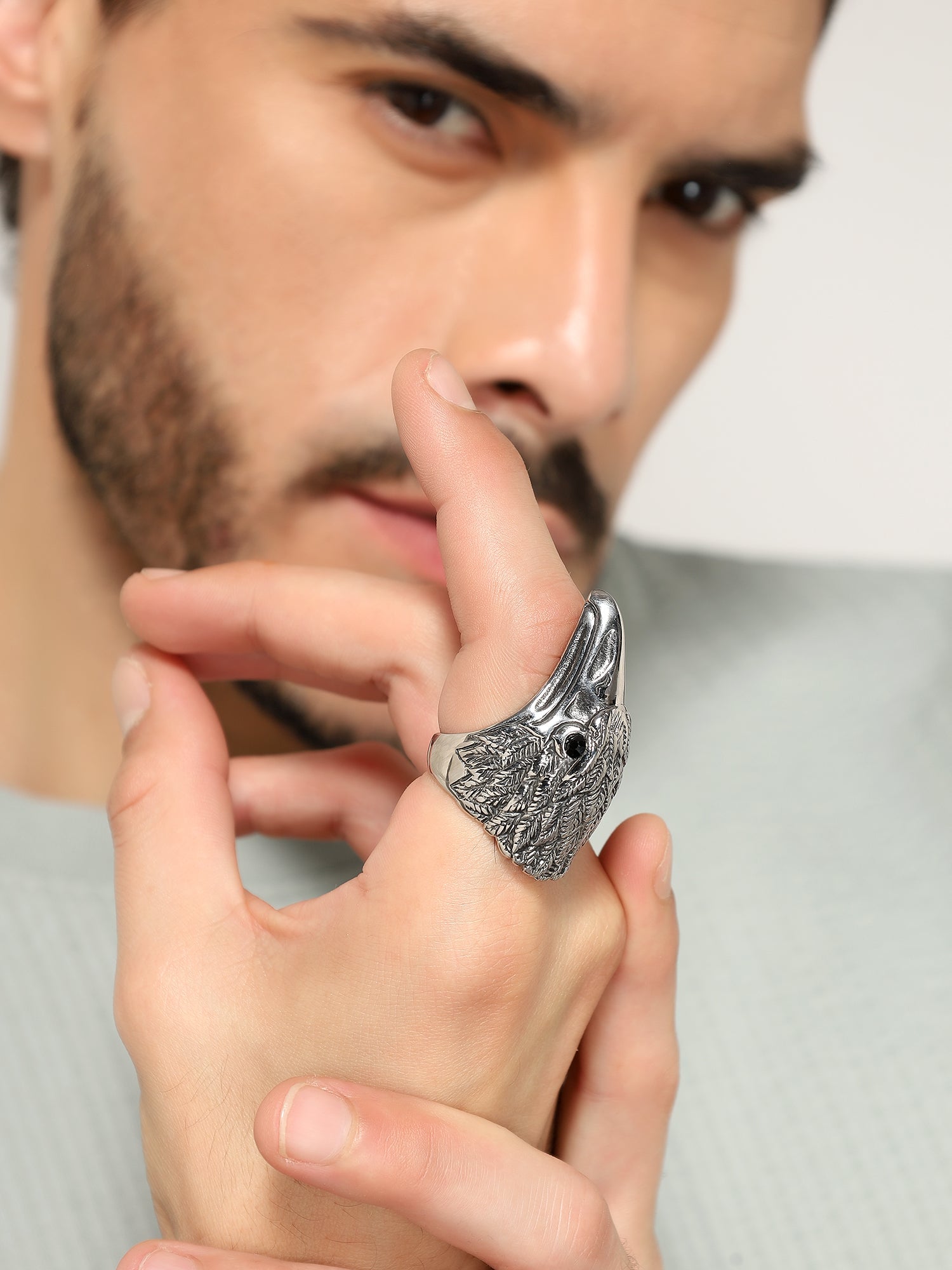 Retro Punk Eagle Ring (Silver)