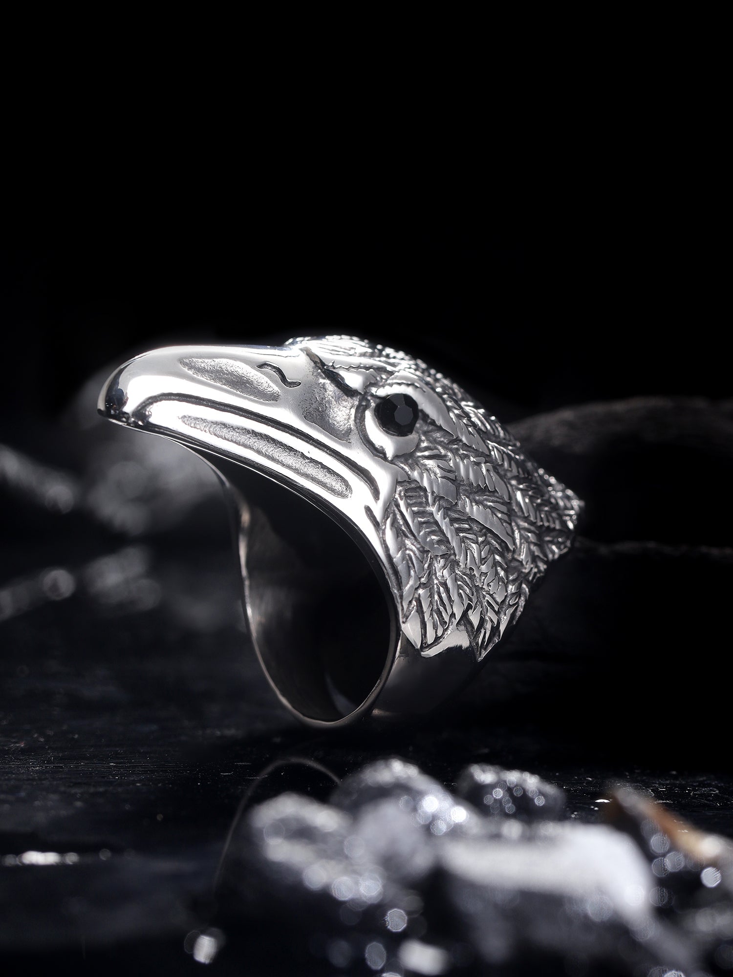 Retro Punk Eagle Ring